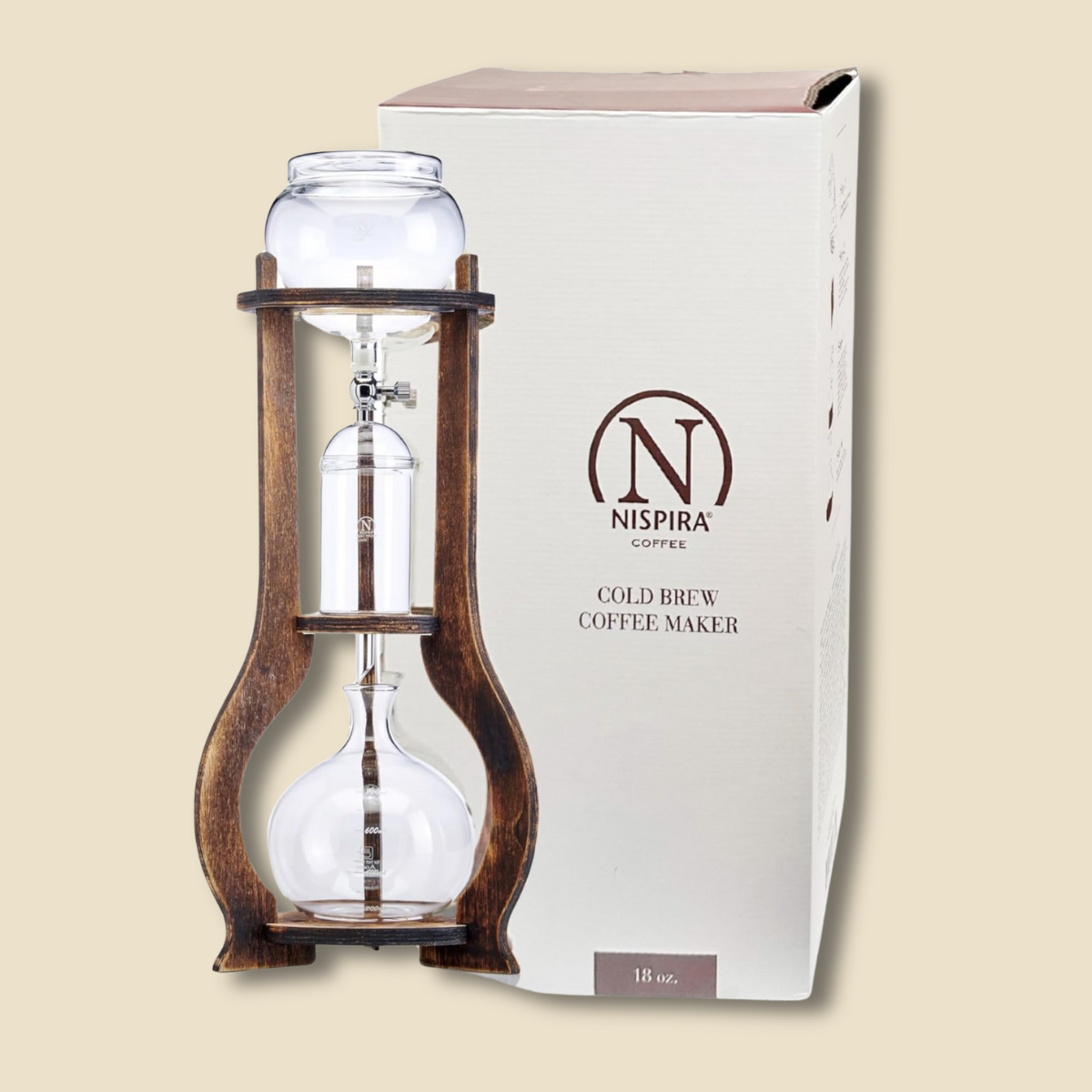 Iced Coffee Cold Brew Drip Tower Coffee Maker Wooden, 6-8 Cup