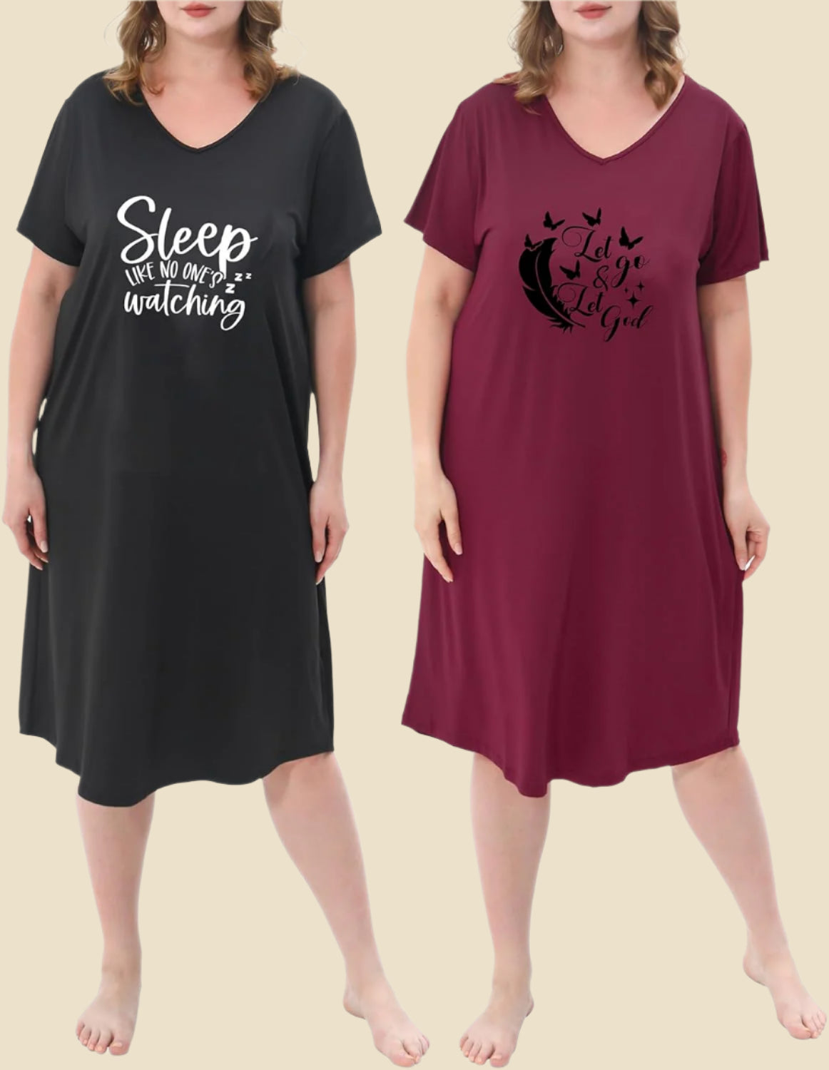 Plus Size Nightgowns for Women V Neck Short Sleeve Nightshirts Sleepwear