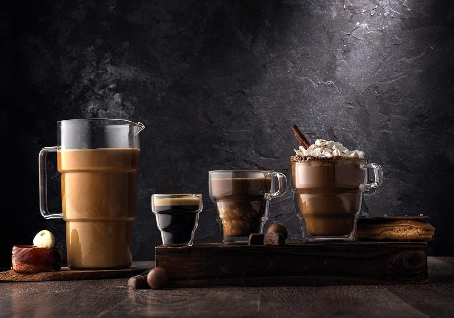 Pila Double Walled Espresso Glasses, Set of 2 Espresso Cups 3 Ounce Capacity. Stackable Thermal Clear Glass Cups, Ideal Fit for Espresso Machine and Coffee Maker