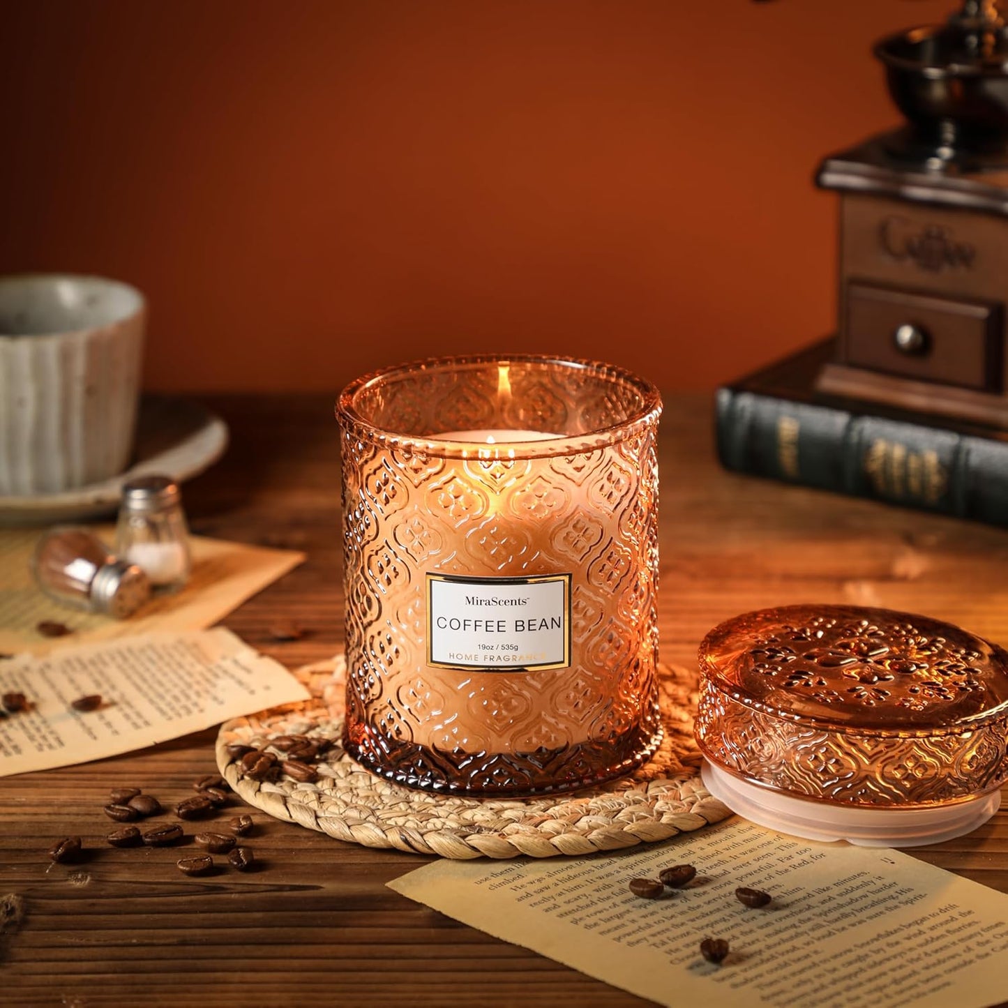 Coffee Scented Candles, Natural Soy Candle, 88 Hours Burning Time, 19Oz