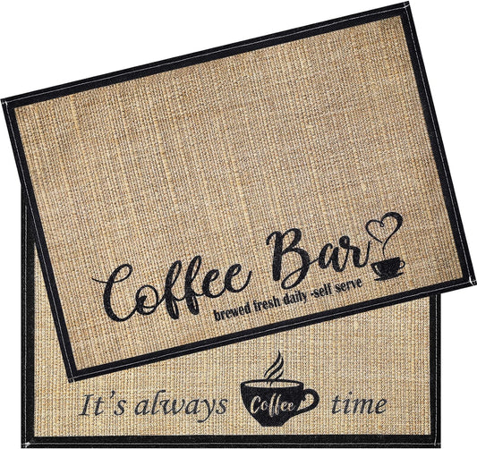 2 Pieces Coffee Bar Mat,Coffee Bar Accessories 20 X 14 Inch Coffee Bar Decoratio