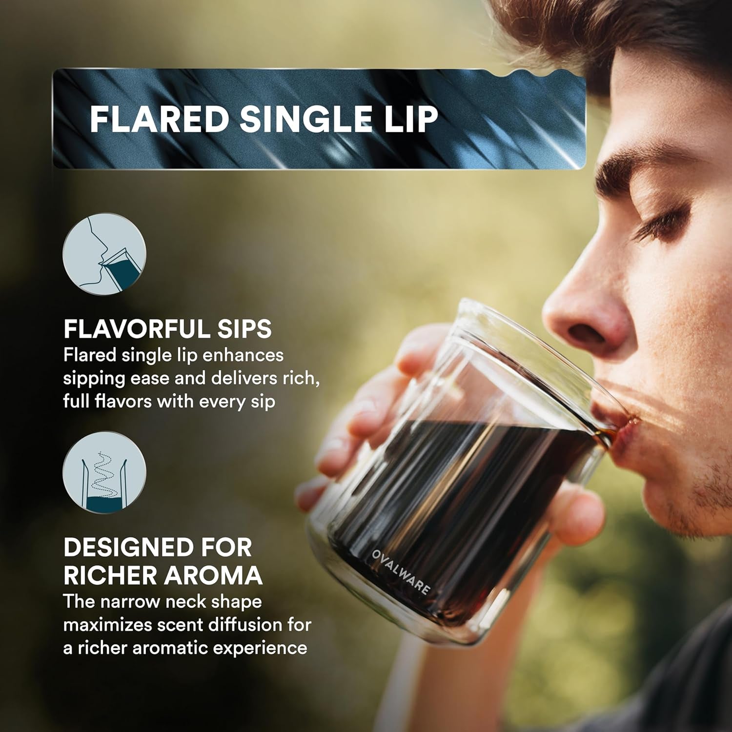 Double Wall Single Lip Insulated Glass Cup, Set of 2 (12Oz / 350Ml) - Borosilicate Glass for Coffee, Tea, Whiskey, Cocktails & All Beverages - Minimalistic & Durable Double-Wall Drinking Mug