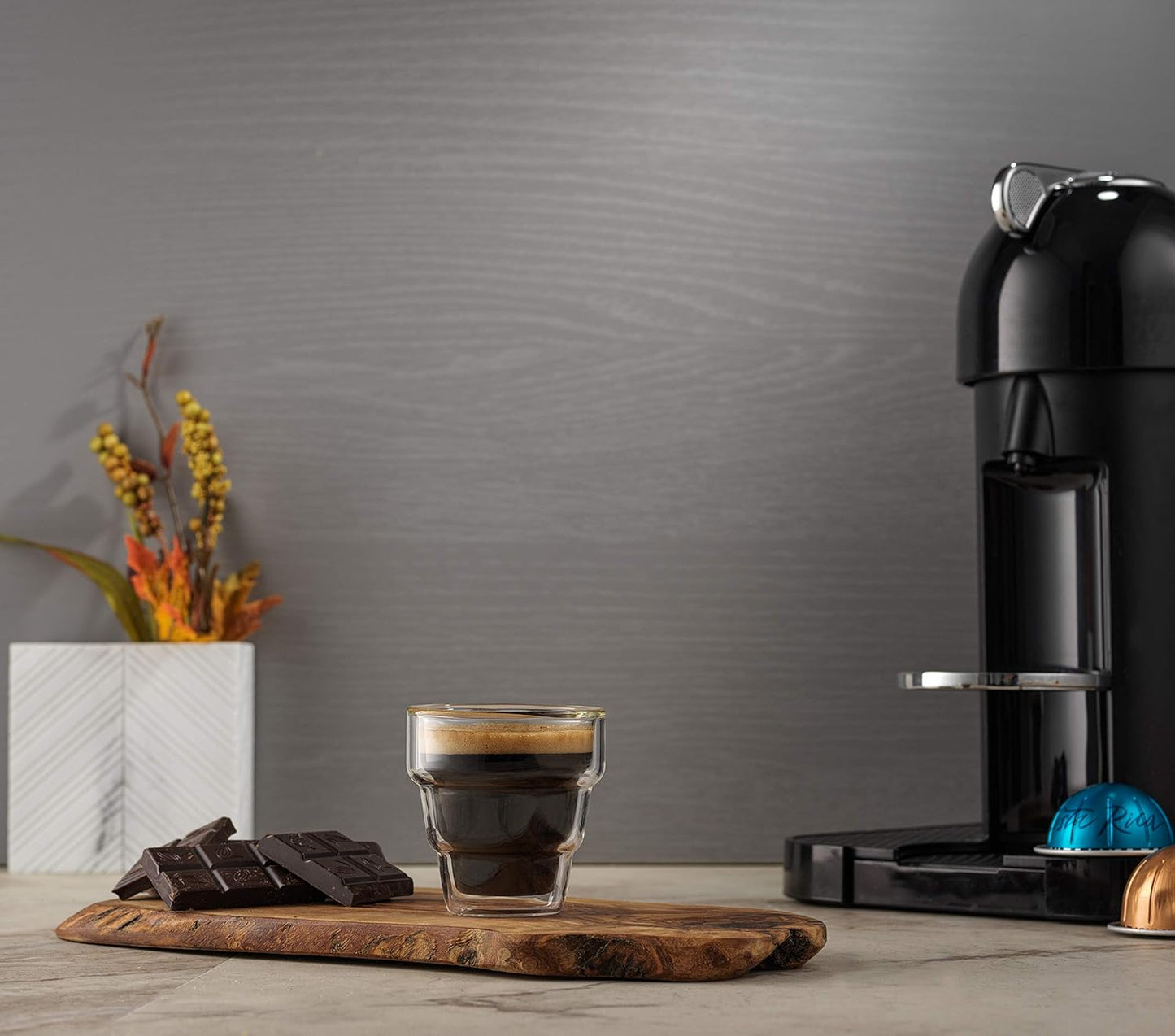 Pila Double Walled Espresso Glasses, Set of 2 Espresso Cups 3 Ounce Capacity. Stackable Thermal Clear Glass Cups, Ideal Fit for Espresso Machine and Coffee Maker