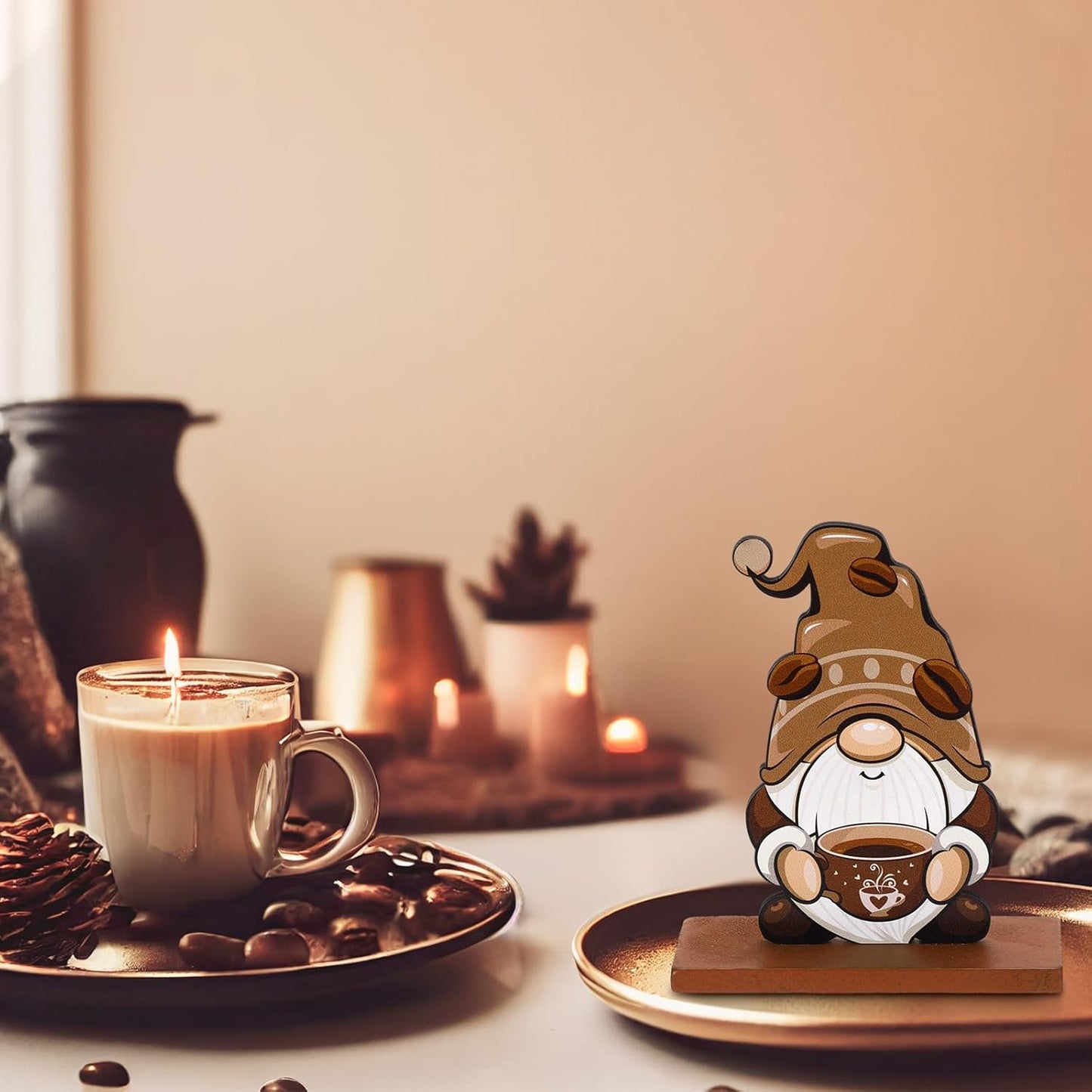 5 Pieces Coffee Bar Decor Sign Farmhouse Coffee Bar Wood Signs Rustic Coffee Wooden Table Centerpiece Coffee Tiered Tray Decor Table Signs for Home Kitchen Coffee Station Decorations