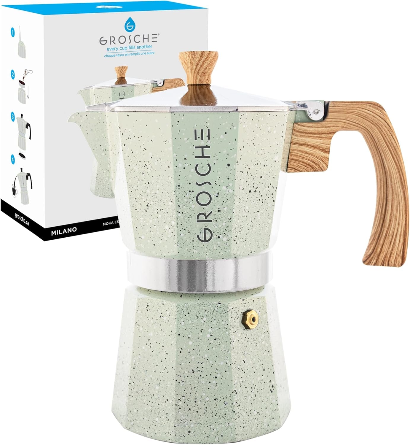 Milano Stovetop Espresso Maker Moka Pot 9 Espresso Cup, 15.2 Oz, Blue. Stove Top Coffee Maker Moka Italian Espresso Greca Coffee Maker Brewer Percolator