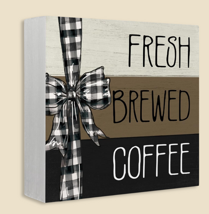 Coffee Bar Decor - Wood Signs & Fresh Brewed Coffee Box Sign