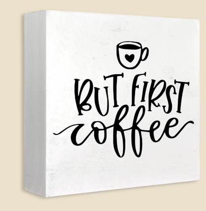 Coffee Bar Decor - Wood Signs & Fresh Brewed Coffee Box Sign