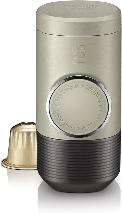 Minipresso NS2, Portable Espresso Maker Compatible with NS Original Capsules and Compatibles, Manually Operated, 18 Bar Small Handheld Coffee Machine for Travel, Camping