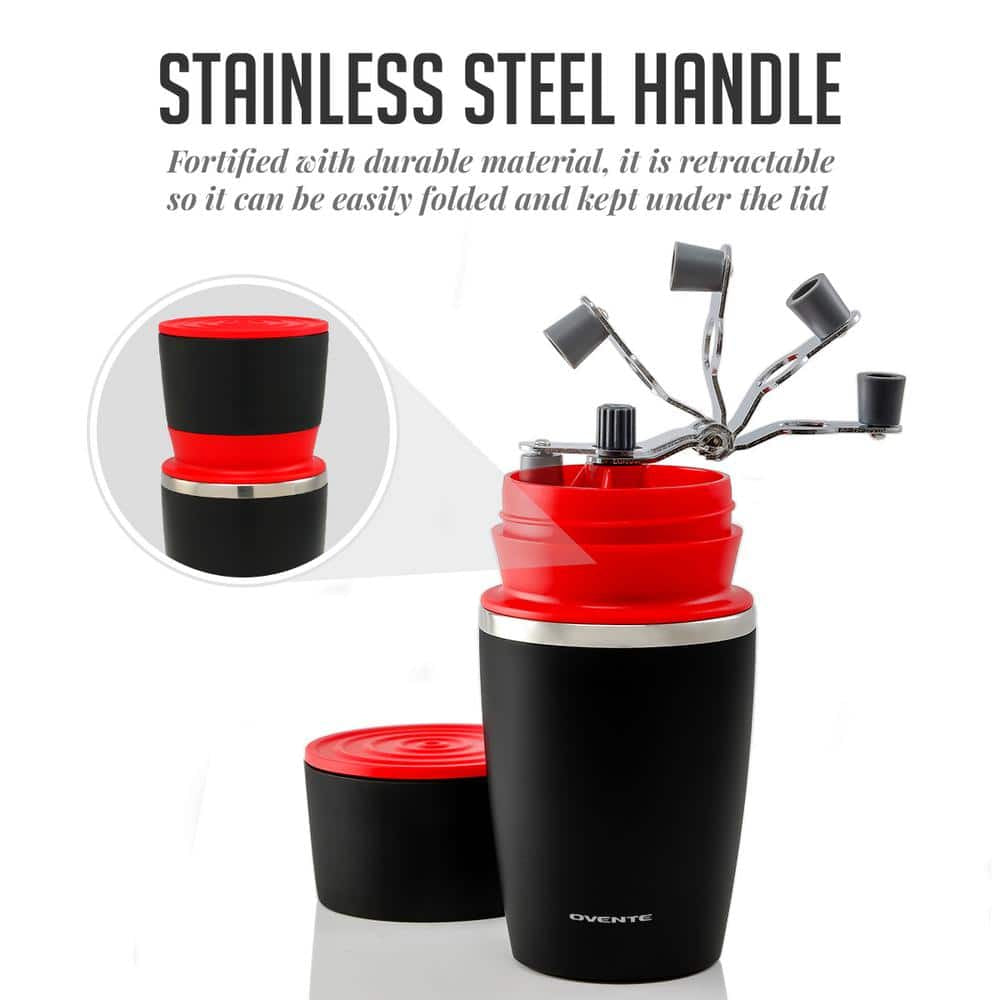 Single Serve Red Coffee Grinder, 2-In-1 Carafe Coffee Maker Machine, with Insulated Cup