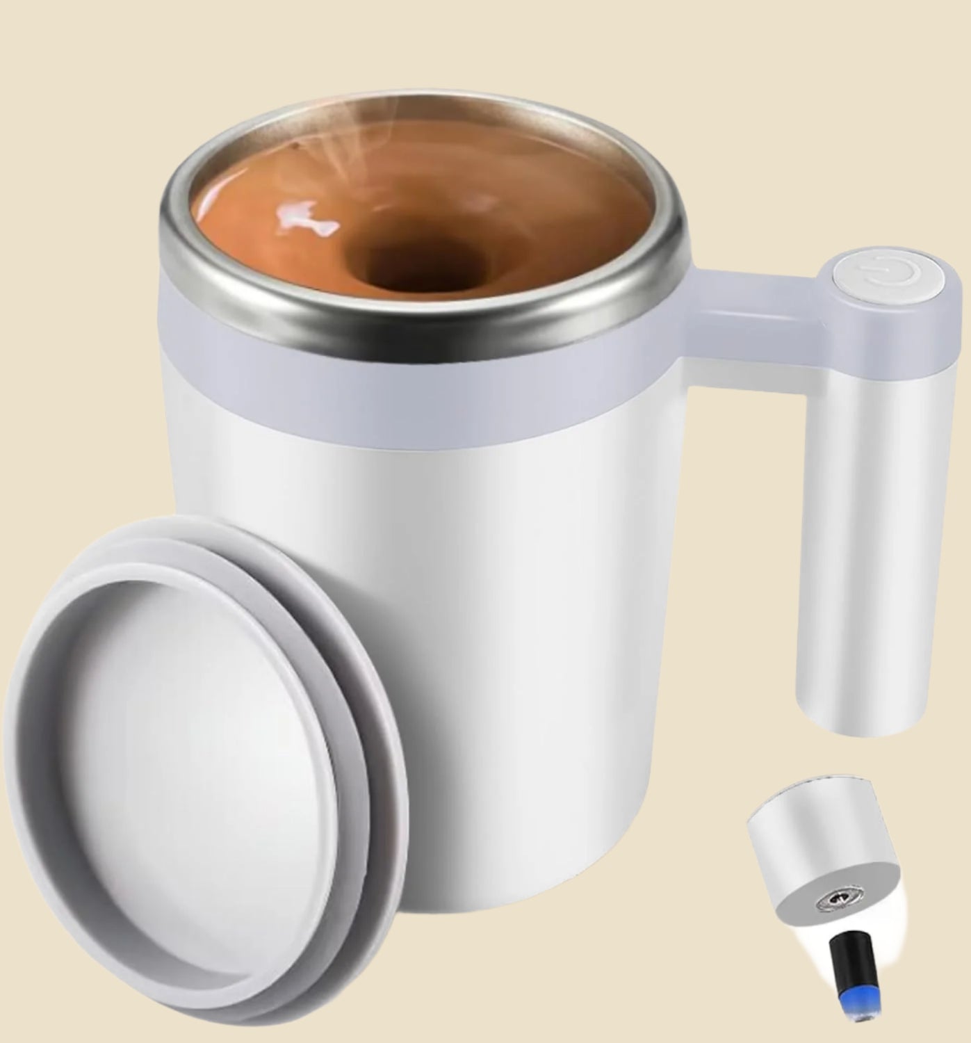 Self Stirring Mug,Rechargeable Auto Magnetic Coffee Mug with 2Pc Stir Bar,Waterproof Automatic Mixing Cup for Milk/Cocoa at Office/Kitchen/Travel 14Oz Best Gift - Black