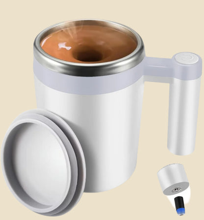 Self Stirring Mug,Rechargeable Auto Magnetic Coffee Mug with 2Pc Stir Bar,Waterproof Automatic Mixing Cup for Milk/Cocoa at Office/Kitchen/Travel 14Oz Best Gift - Black