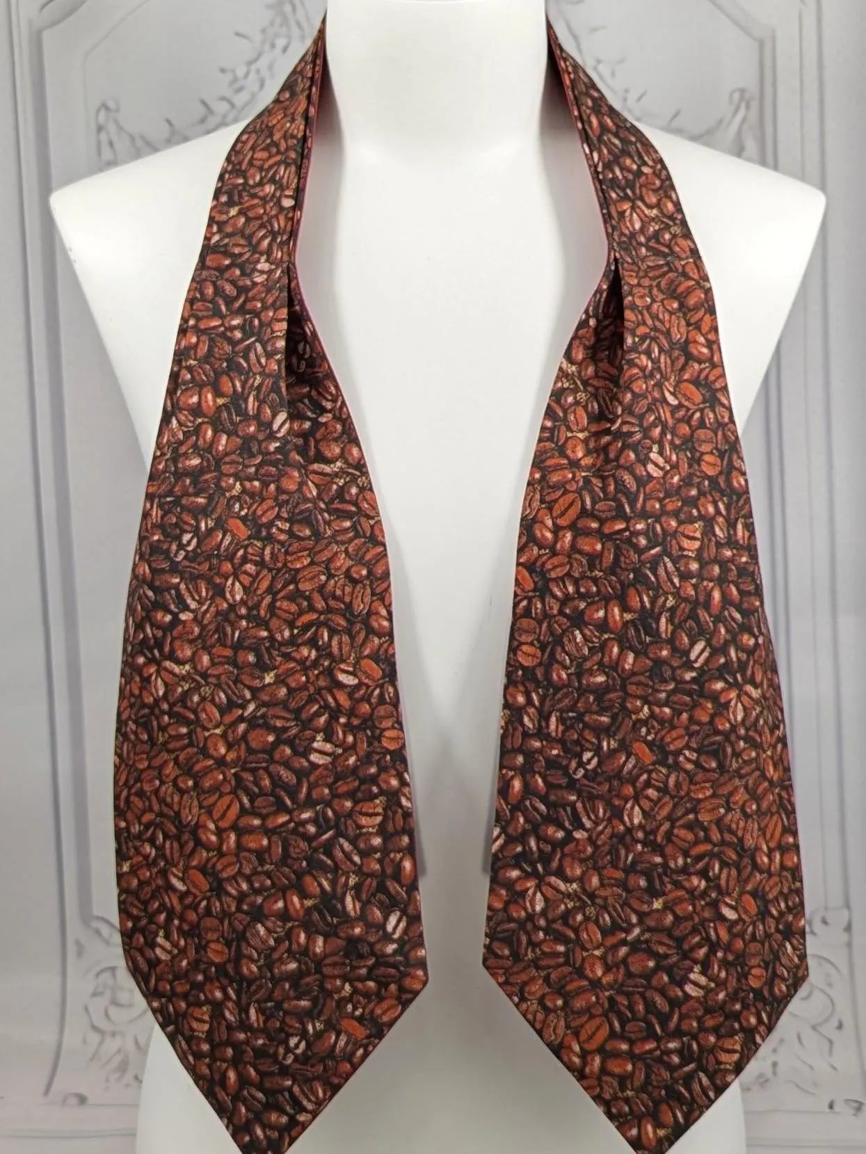 Mens Neckwear Ascot with Coffee Print, Cravat for Coffee Lovers,High Quality Cotton,Casual Necktie,Men Accessories,For Him,Valentine'S Day