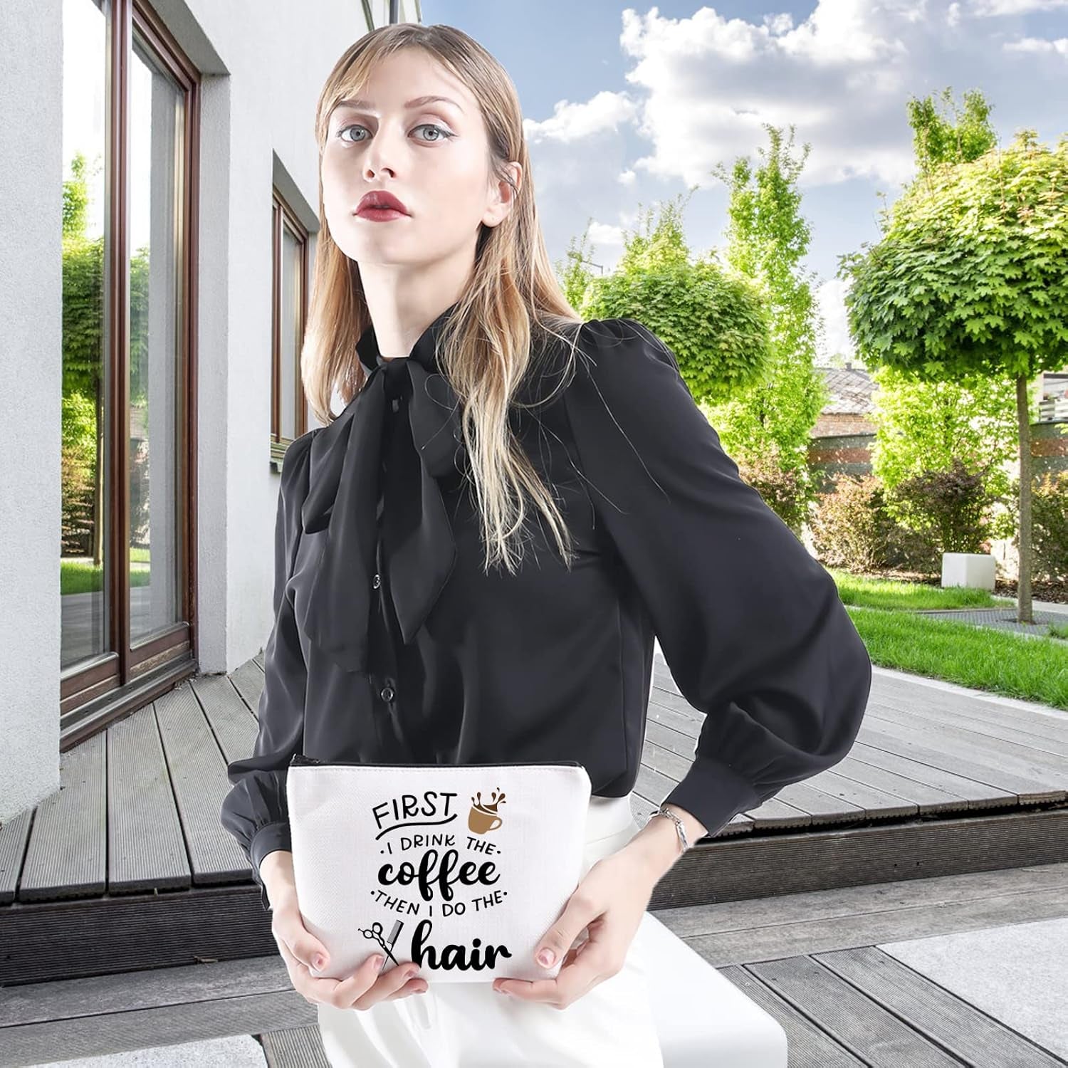 Hair Stylist Gift Coffee Lover Gift Hairdresser Cosmetics Bag First I Drink the Coffee Then I Do the Hair (DRINK the Coffee Hair)