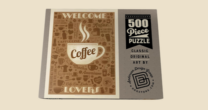 Coffee Pattern Puzzle - Vintage Poster Jigsaw for Adults