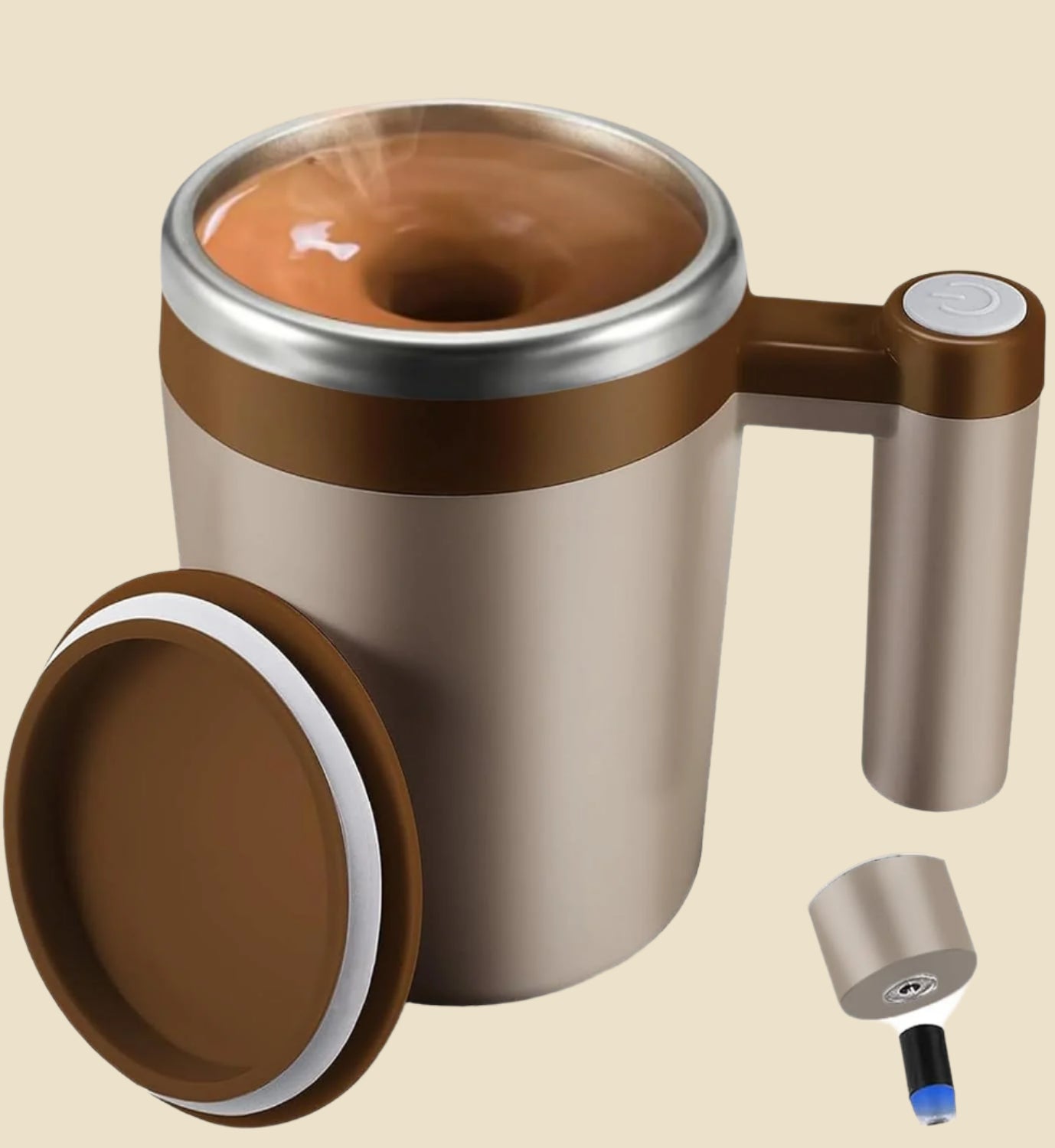 Self Stirring Mug,Rechargeable Auto Magnetic Coffee Mug with 2Pc Stir Bar,Waterproof Automatic Mixing Cup for Milk/Cocoa at Office/Kitchen/Travel 14Oz Best Gift - Black