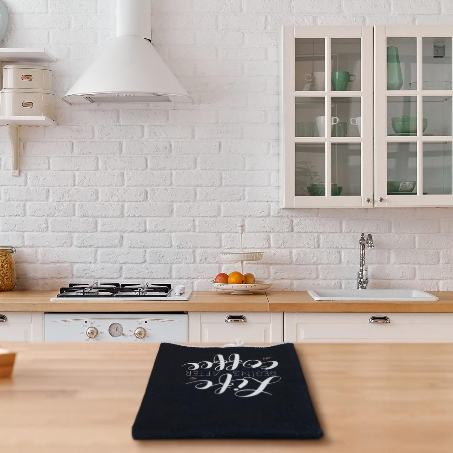 4 Pieces Kitchen Towels, Coffee Kitchen Hand Towels, Dish Towels, Absorbent Decorative Dish Cloths, for Farmhouse Housewarming (Mainly Black,Truck Style)