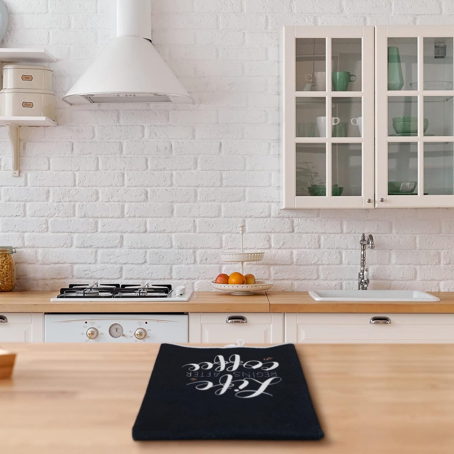 4 Pieces Kitchen Towels, Coffee Kitchen Hand Towels, Dish Towels, Absorbent Decorative Dish Cloths, for Farmhouse Housewarming (Mainly Black,Truck Style)