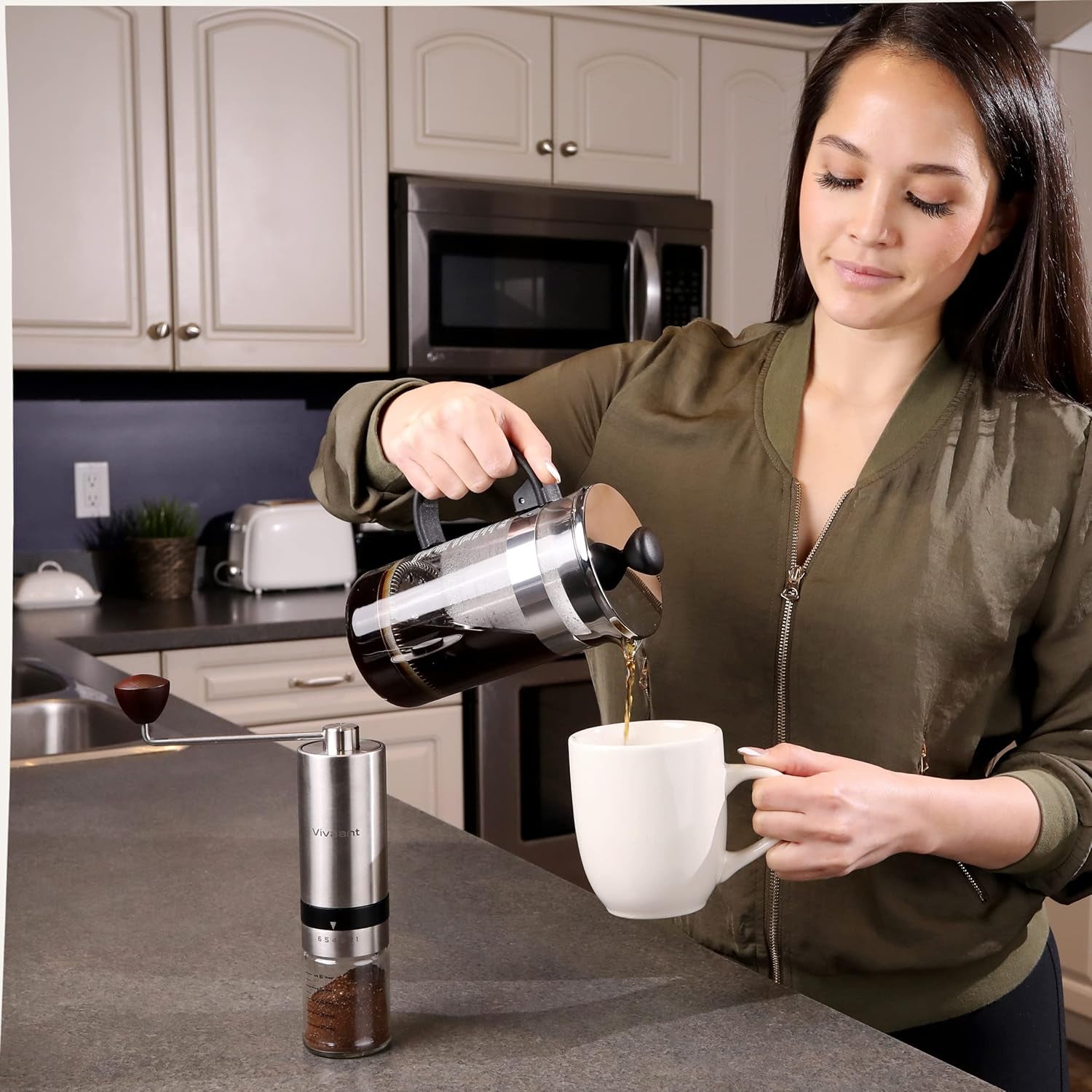 Manual Coffee Grinder — Hand Coffee Grinder with Adjustable Dragon Tooth Stainless Steel Conical Burr, No-Power, Manual Coffee Grinder for Drip Coffee, Espresso, French Press, and More!