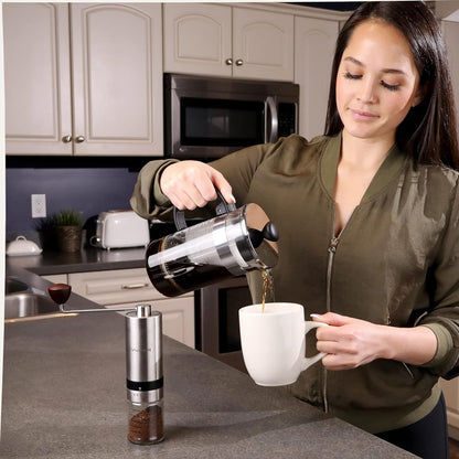 Manual Coffee Grinder — Hand Coffee Grinder with Adjustable Dragon Tooth Stainless Steel Conical Burr, No-Power, Manual Coffee Grinder for Drip Coffee, Espresso, French Press, and More!