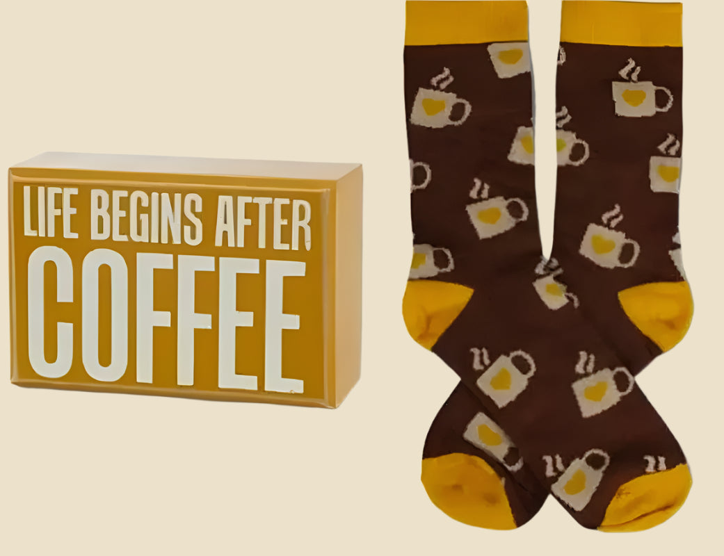 Life Begins after Coffee Gift Set, Socks & Sign
