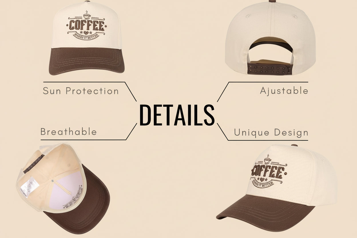 Cap Of Coffee,  Adjustable Embroidered Trucker Hat 