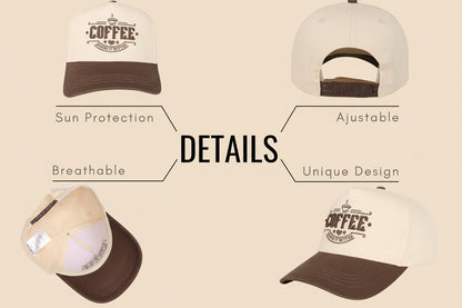 Cap Of Coffee,  Adjustable Embroidered Trucker Hat 
