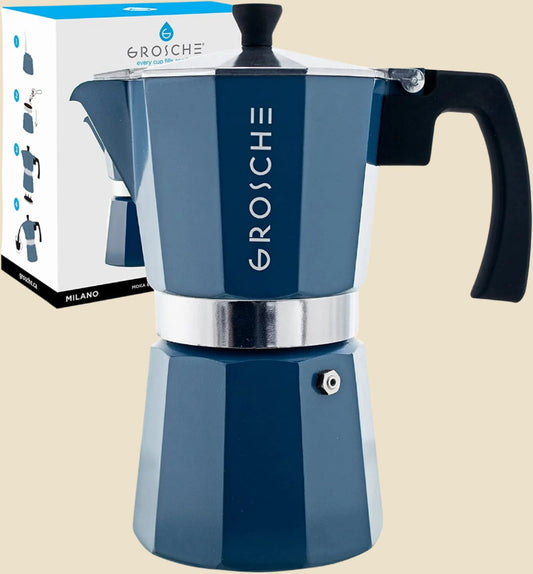 Milano Stovetop Espresso Maker Moka Pot 9 Espresso Cup, 15.2 Oz, Blue. Stove Top Coffee Maker Moka Italian Espresso Greca Coffee Maker Brewer Percolator