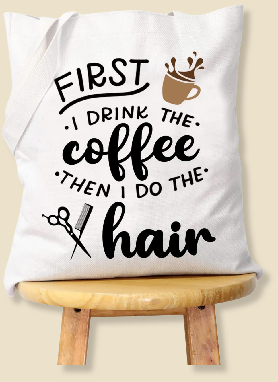Hair Stylist Makeup Bag – 'First Coffee, Then Hair' Gift for Coffee Lovers