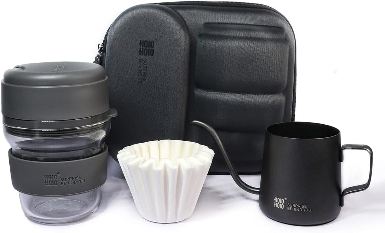 Portable Espresso Machine, Compatible Ground Coffee, Hand Coffee Maker, Travel Gadgets, Manually Operated, Perfect for Camping, Hiking, 300ML (Black)
