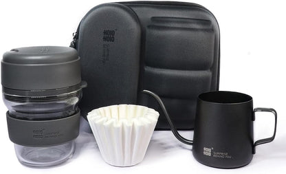 Portable Espresso Machine, Compatible Ground Coffee, Hand Coffee Maker, Travel Gadgets, Manually Operated, Perfect for Camping, Hiking, 300ML (Black)