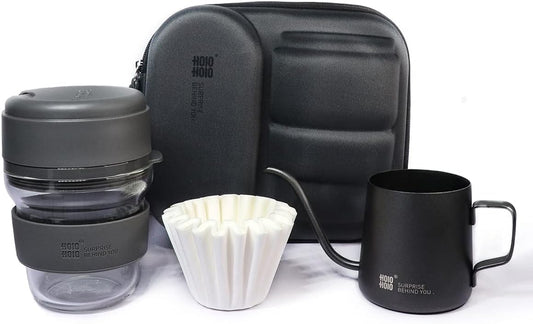 Portable Espresso Machine, Compatible Ground Coffee, Hand Coffee Maker, Travel Gadgets, Manually Operated, Perfect for Camping, Hiking, 300ML (Black)