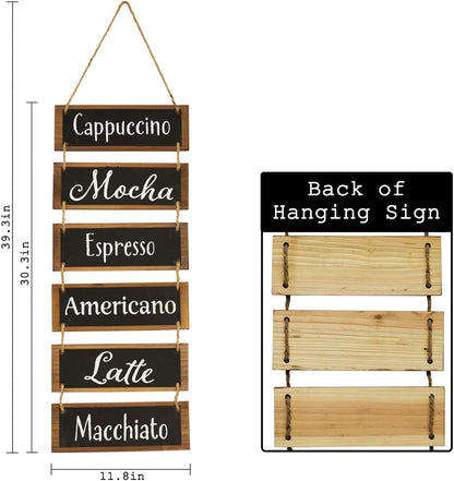 Coffee Bar Decor Coffee Sign Coffee Wall Decor, Farmhouse Kitchen Bathroom Living Room Bedroom Decor, Large Rustic Wooden Decor Hanging Wall Sign, Wall Hanging Decor (Black)