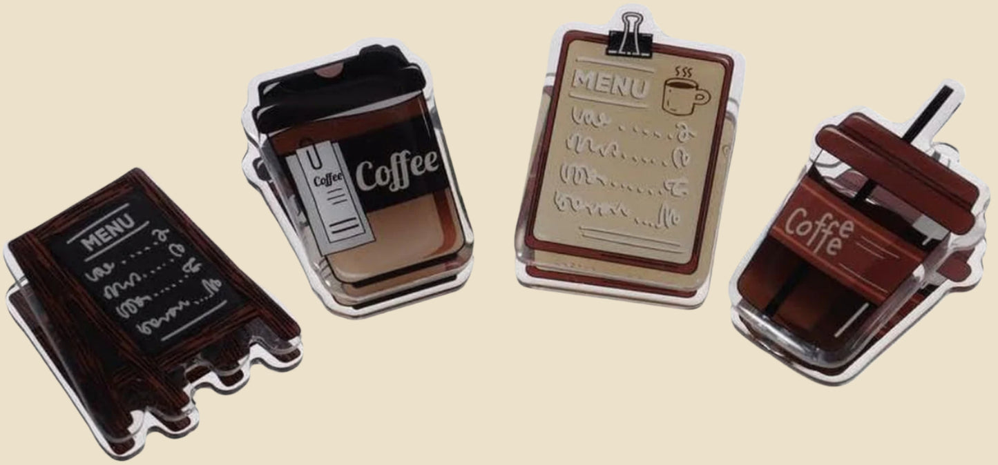 2/4Pcs Latte Coffee Acrylic Paper Clip, Cute Coffee Binder Sealing Clips, Office Accessory to Hold Photo, Bills and Notes