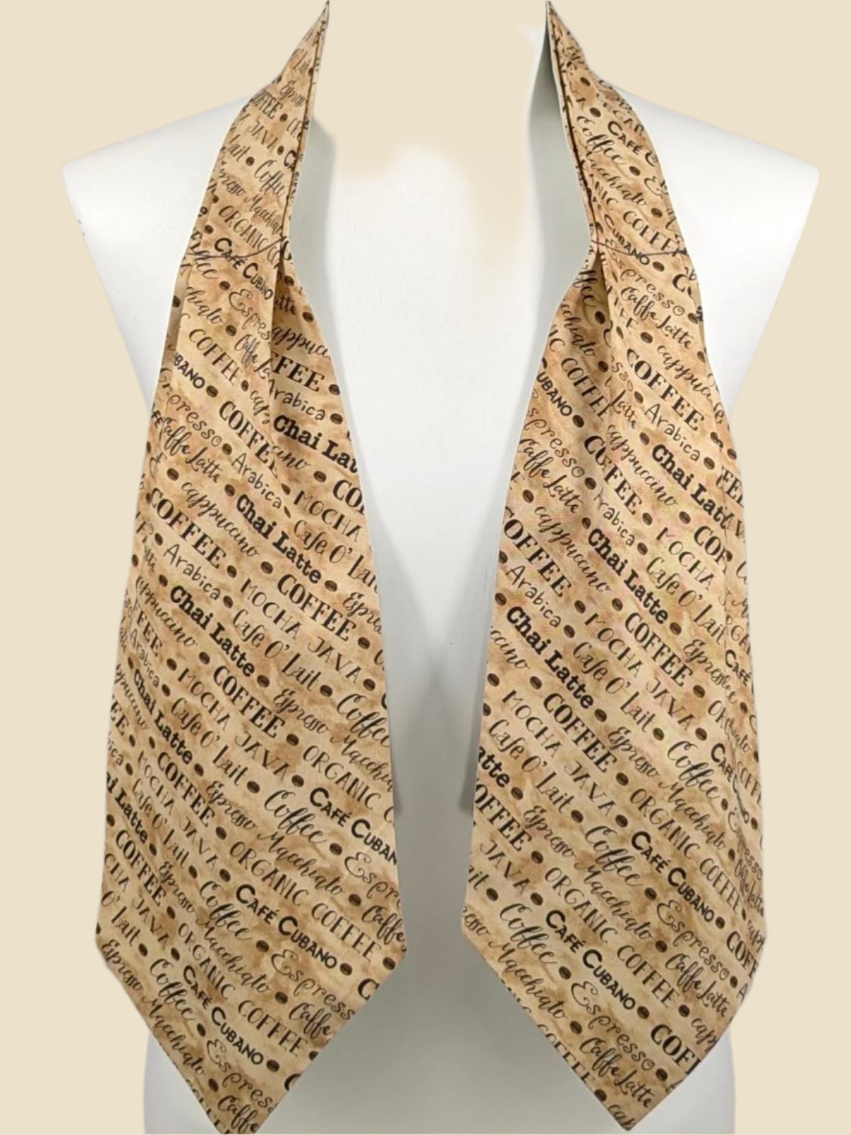 Mens Neckwear Ascot with Coffee Print, Cravat for Coffee Lovers,High Quality Cotton,Casual Necktie,Men Accessories,For Him,Valentine'S Day