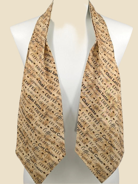 Mens Neckwear Ascot with Coffee Print, Cravat for Coffee Lovers,High Quality Cotton,Casual Necktie,Men Accessories,For Him,Valentine'S Day