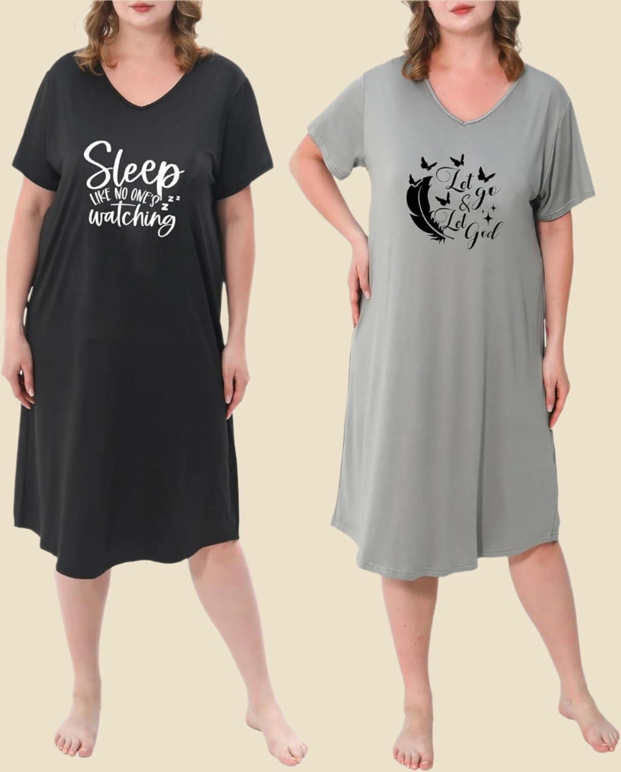 Plus Size Nightgowns for Women V Neck Short Sleeve Nightshirts Sleepwear