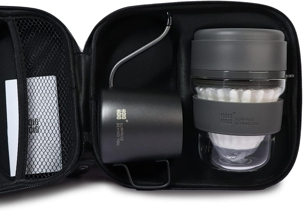 Portable Espresso Machine, Compatible Ground Coffee, Hand Coffee Maker, Travel Gadgets, Manually Operated, Perfect for Camping, Hiking, 300ML (Black)