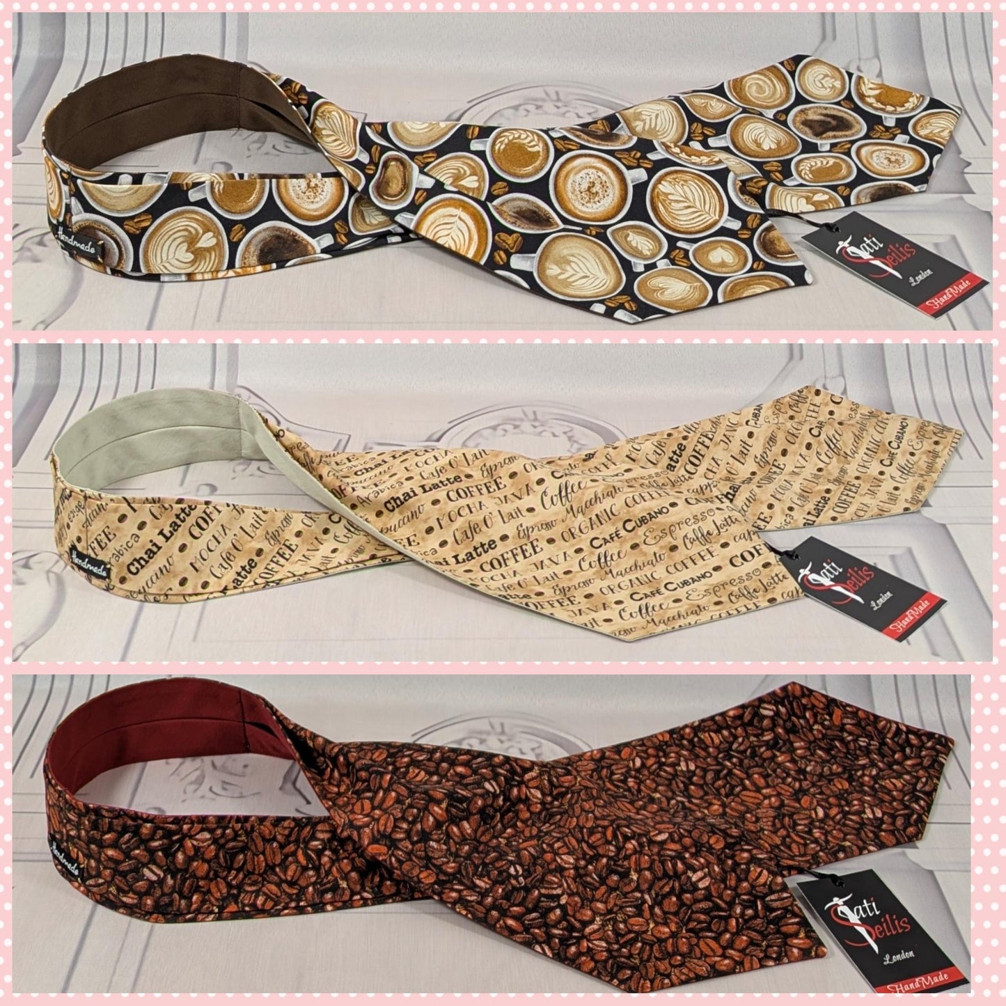 Mens Neckwear Ascot with Coffee Print, Cravat for Coffee Lovers,High Quality Cotton,Casual Necktie,Men Accessories,For Him,Valentine'S Day