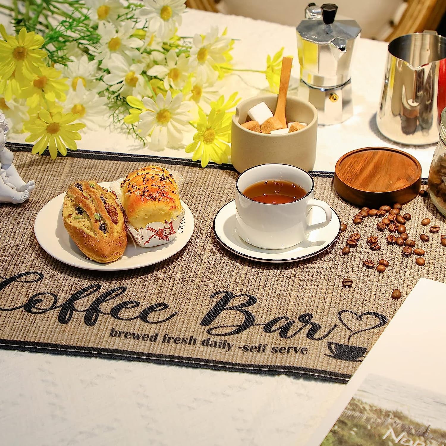 2 Pieces Coffee Bar Mat,Coffee Bar Accessories 20 X 14 Inch Coffee Bar Decoratio