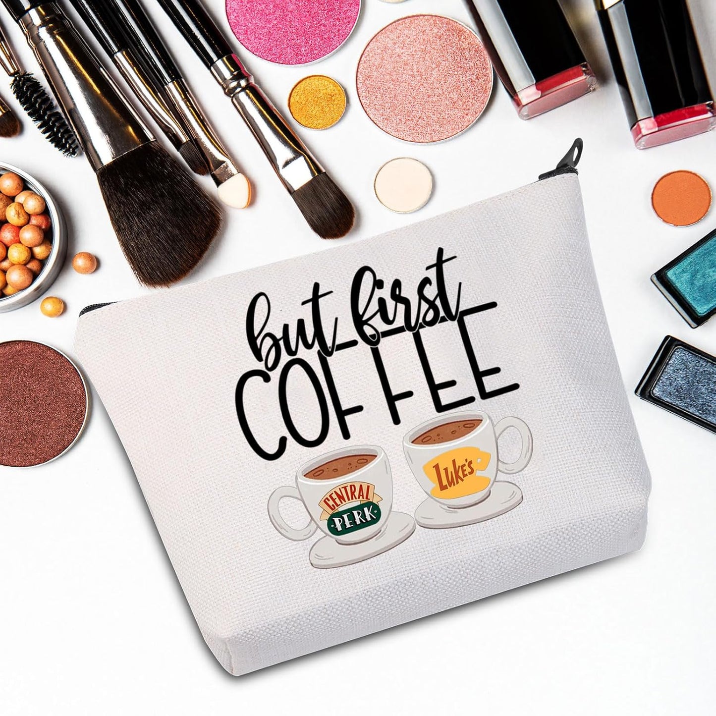 Luke'S Coffee Makeup Bag Central Perk Gifts Luke'S Diner Gifts but First Coffee Central Perk Coffee Gifts Coffee Zipper Pouch (First Coffee Mb)