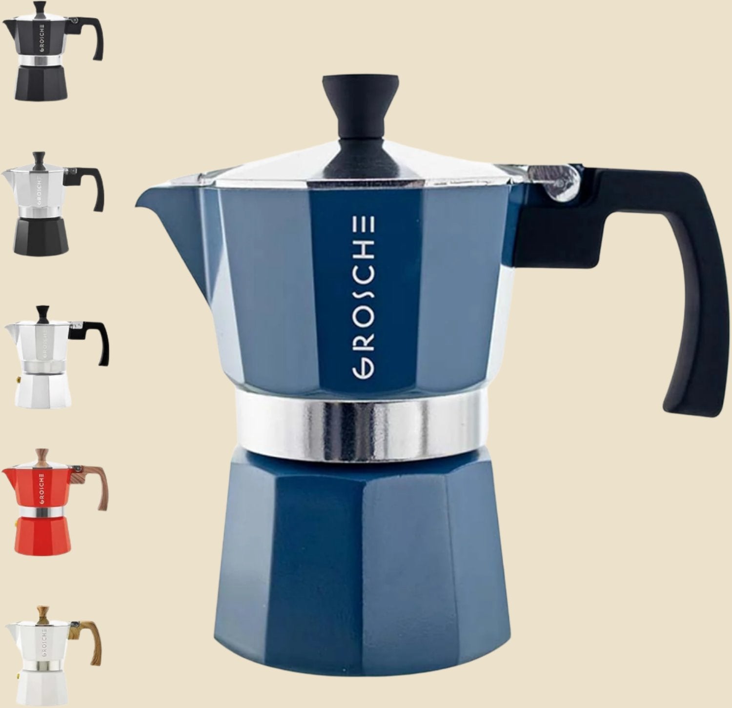 Milano Stovetop Espresso Maker Moka Pot 9 Espresso Cup, 15.2 Oz, Blue. Stove Top Coffee Maker Moka Italian Espresso Greca Coffee Maker Brewer Percolator