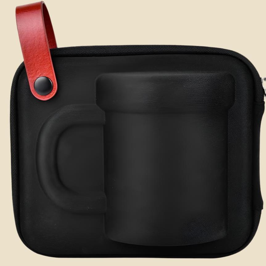 Pour over Coffee Maker Set for Travel/Camping/Hiking, Single Cup, Stainless Steel Coffee Filter, 14 Oz Borosilicate Glass Mug, Extra Permanent Lid and Moulded Neoprene Case, at Home/Office