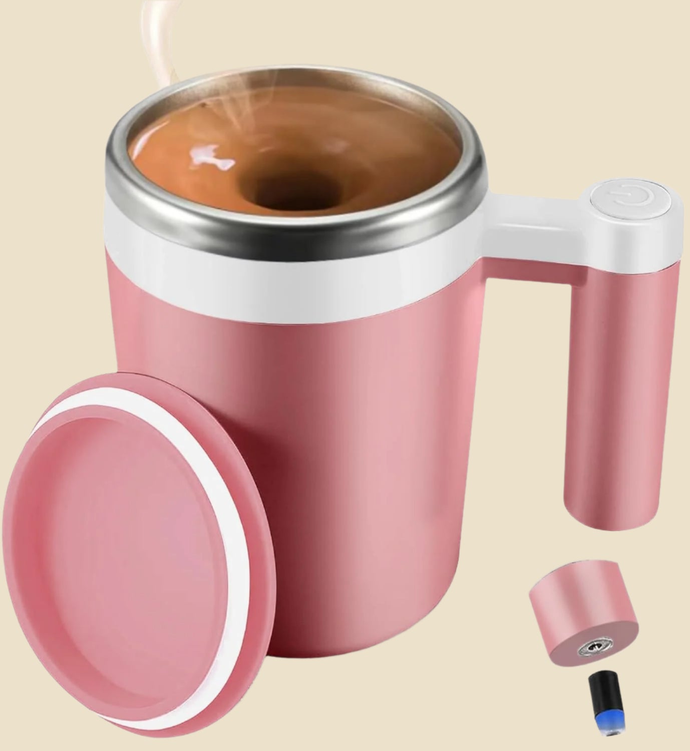Self Stirring Mug,Rechargeable Auto Magnetic Coffee Mug with 2Pc Stir Bar,Waterproof Automatic Mixing Cup for Milk/Cocoa at Office/Kitchen/Travel 14Oz Best Gift - Black
