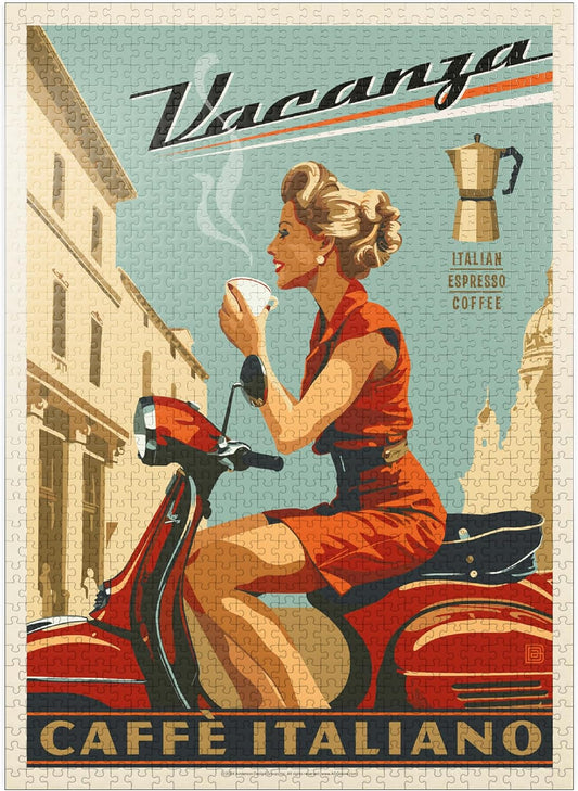 Mypuzzle Vacanza Italiana Coffee, Vintage Poster - Premium 500/1000 Piece Jigsaw Puzzle for Adults