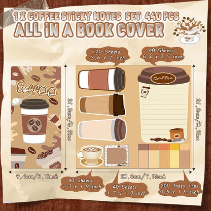 57 Pcs Coffee Themed Gifts for Coffee Lovers Aesthetic Coffee Stationery Set Includes 6 Pcs Black Ink Coffee Pens Sticky Note 50 Pcs Stickers Cute Coffee Stuff for Office School Supplies