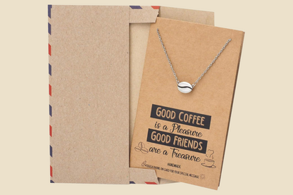 Coffee Bean Necklace & Ring Set - Handmade Gifts for Coffee Lovers