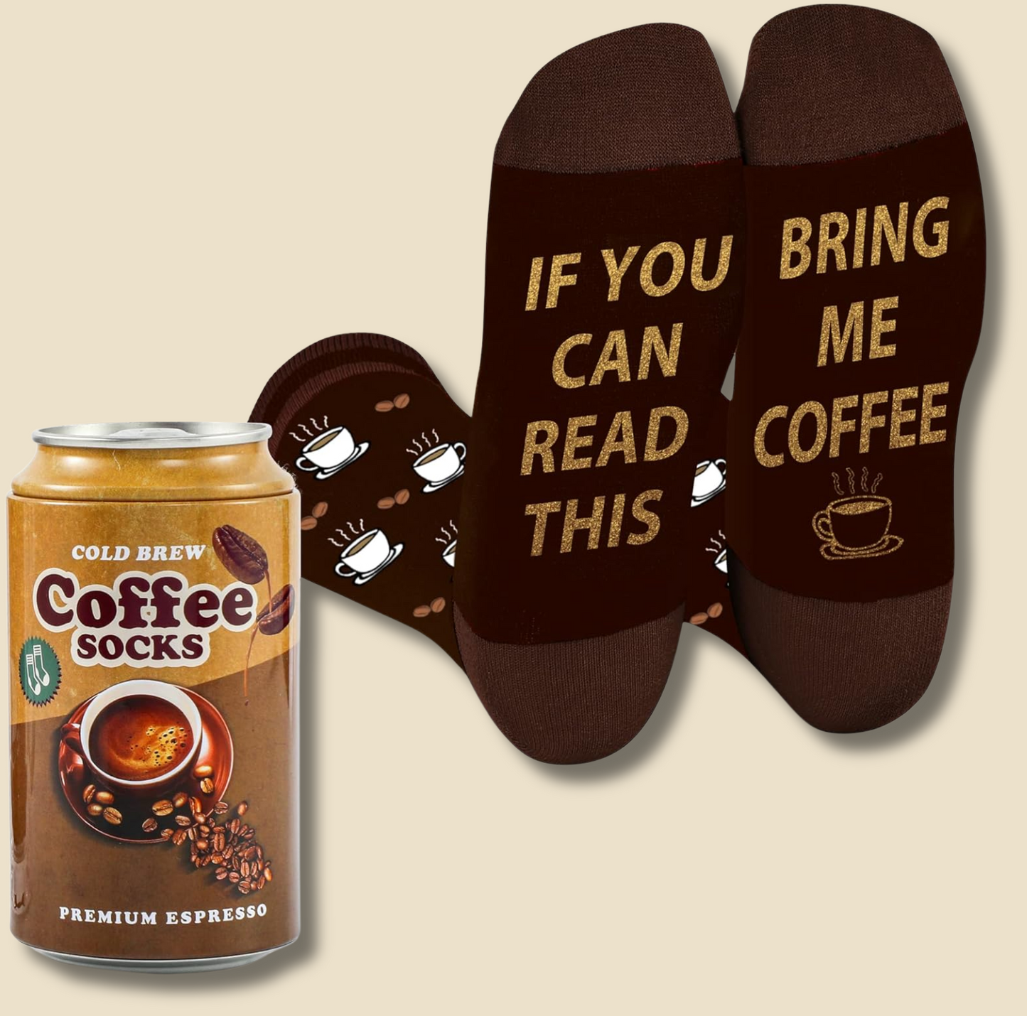 Funny 'If You Can Read This' Socks – Coffee, Beer & Juice Gift