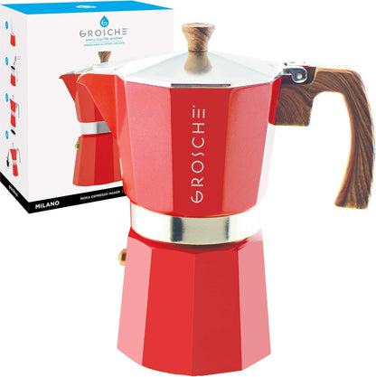 Milano Stovetop Espresso Maker Moka Pot 9 Espresso Cup, 15.2 Oz, Blue. Stove Top Coffee Maker Moka Italian Espresso Greca Coffee Maker Brewer Percolator