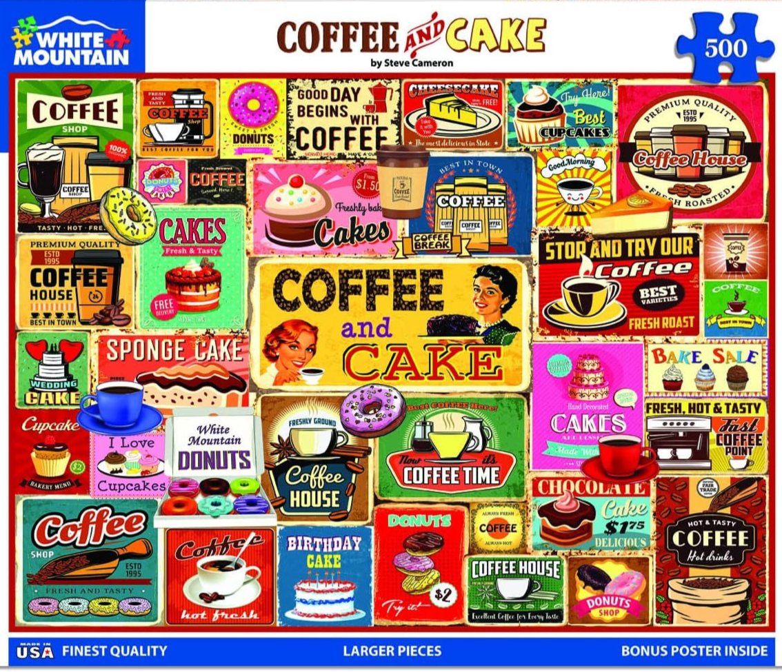 - Coffee & Cake, 500 Piece Jigsaw Puzzle, Sweets & Muffins Puzzle