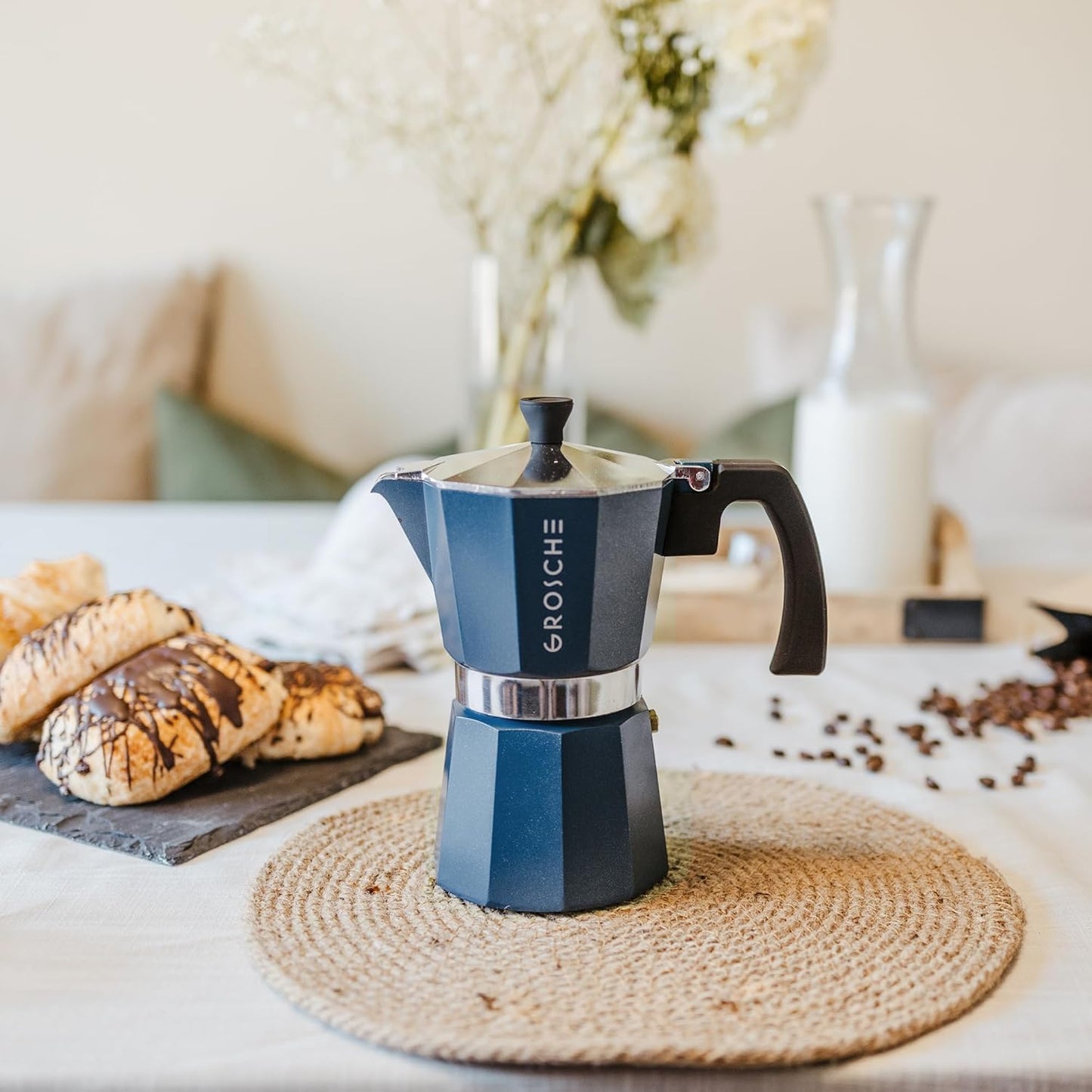 Milano Stovetop Espresso Maker Moka Pot 9 Espresso Cup, 15.2 Oz, Blue. Stove Top Coffee Maker Moka Italian Espresso Greca Coffee Maker Brewer Percolator